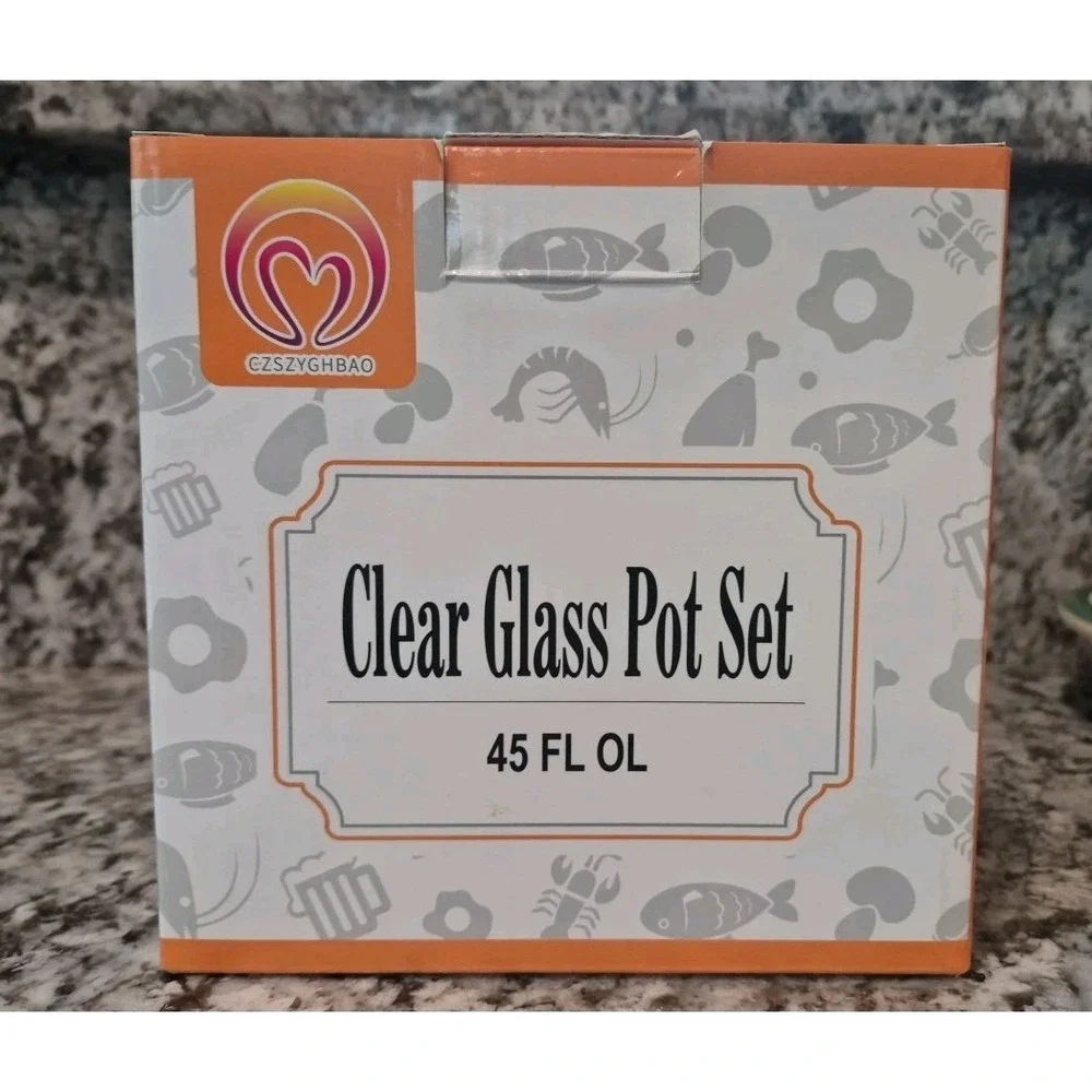 Clear Glass Pot Set for Cooking On Stove - 1.l/45 Fl‎ Oz Glass Cookware Simme...